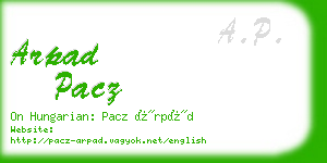 arpad pacz business card